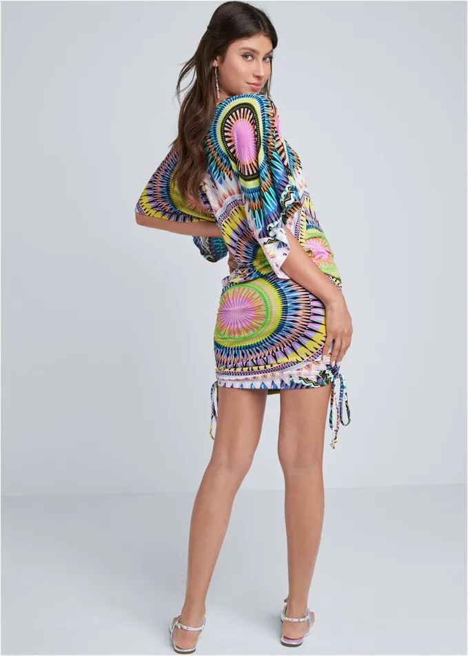 ABSTRACT CONVERTIBLE DRESS White Multi Women VENUS Sundresses
