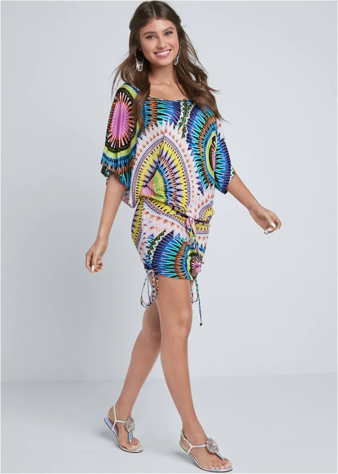 ABSTRACT CONVERTIBLE DRESS White Multi Women VENUS Sundresses