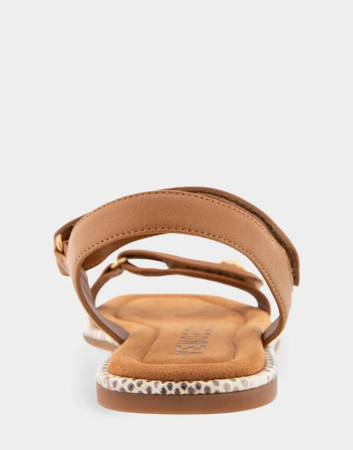 Aerosoles Comfortable Women039s Adjustable Quarter Strap Sandal In Tan Leather Tan Leather Women Flats