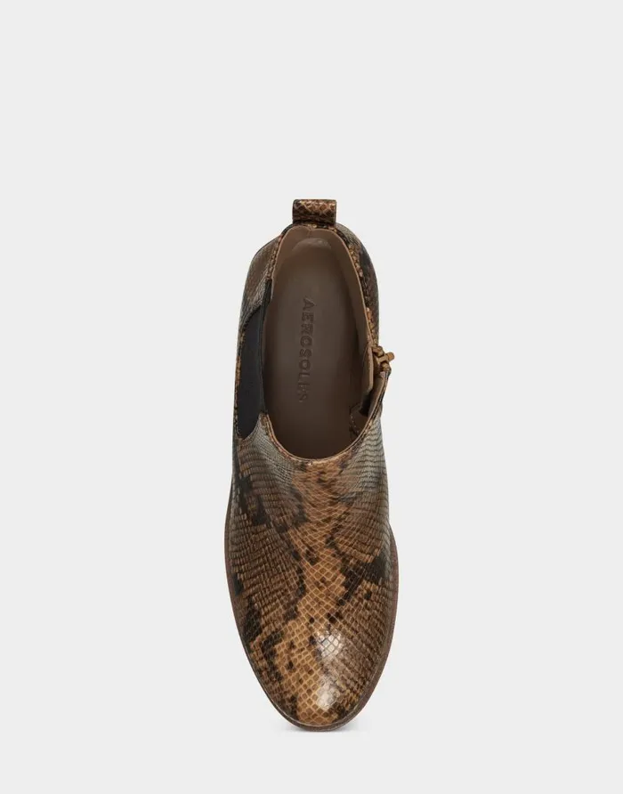 Aerosoles Comfortable Women039s Ankle Boot In Brown Faux Leather Brown Snake Women Heeled Boots