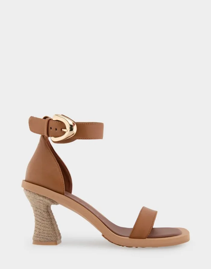 Aerosoles Comfortable Women039s Ankle Strap Sculpted Heel Sandal In Tan Leather Tan Leather Women Clogs and Mules