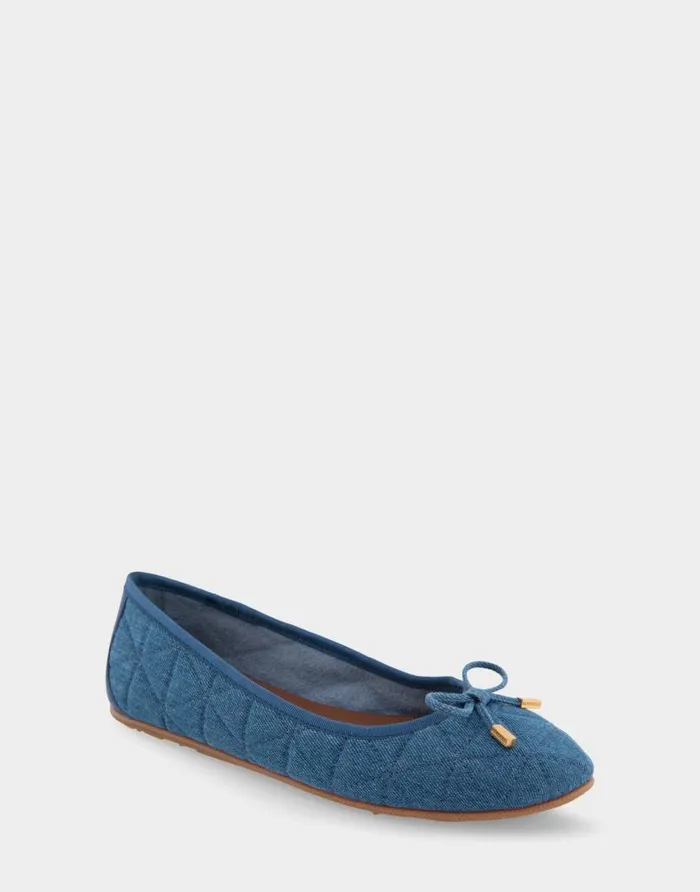Aerosoles Comfortable Women039s Ballet Flat In Denim Quilted Fabric Quilted Denim Fabric Denim Quilted Fabric Women Wide Width Flats
