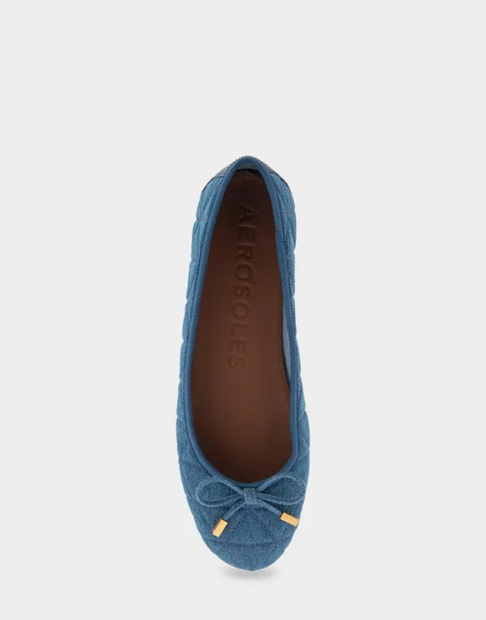 Aerosoles Comfortable Women039s Ballet Flat In Denim Quilted Fabric Quilted Denim Fabric Denim Quilted Fabric Women Wide Width Flats