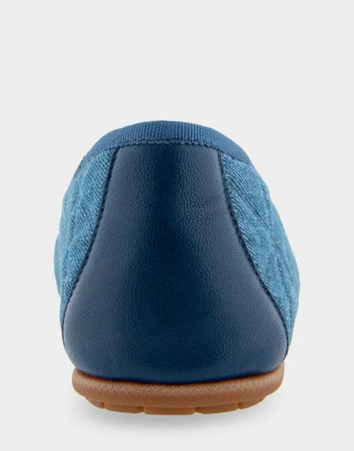Aerosoles Comfortable Women039s Ballet Flat In Denim Quilted Fabric Quilted Denim Fabric Denim Quilted Fabric Women Wide Width Flats