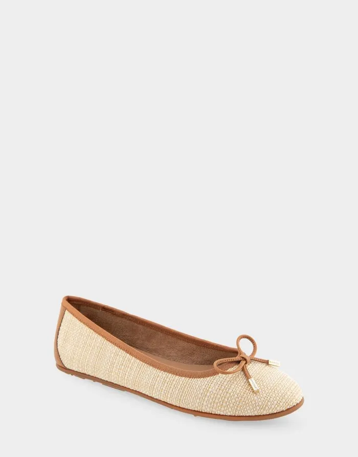 Aerosoles Comfortable Women039s Ballet Flat In Natural Raffia Combo Raffia Fabric Natural Raffia Women Ballet