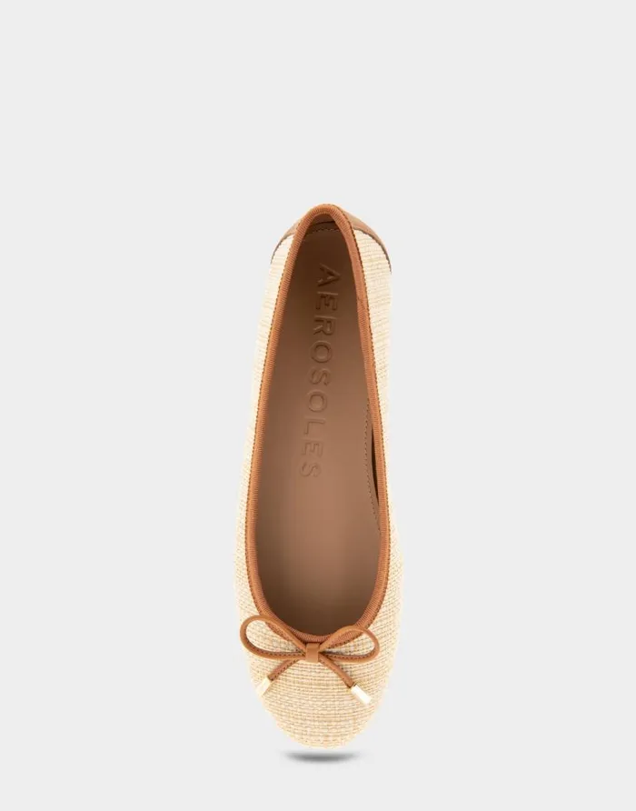 Aerosoles Comfortable Women039s Ballet Flat In Natural Raffia Combo Raffia Fabric Natural Raffia Women Ballet