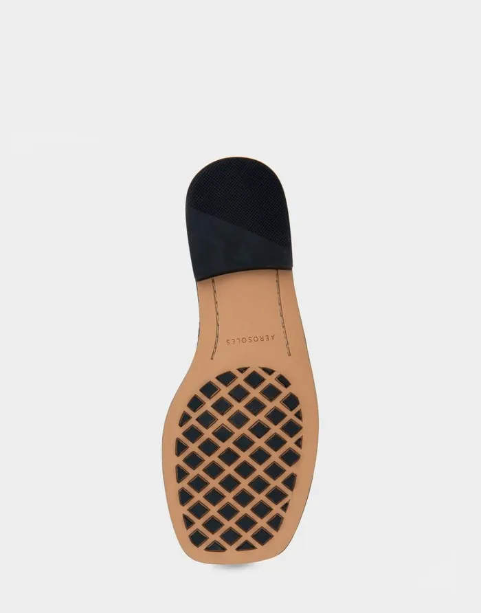 Aerosoles Comfortable Women039s Braided Double Strap Flat Sandal In Black Leather Black Leather Women Clogs and Mules