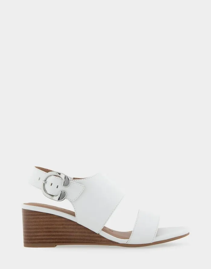 Aerosoles Comfortable Women039s Buckle Back Mid Wedge Sandal In White Faux Leather White Faux Leather Women Wedges Aerosoles Comfortable Women039s Buckle Back Mid Wedge Sandal In White Faux Leather White Faux Leather Women Wedges