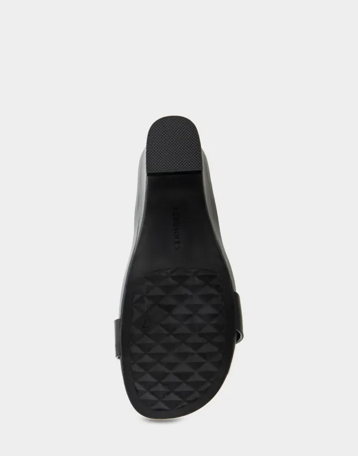 Aerosoles Comfortable Women039s Buckled Footbed Wedge Sandal In Black Leather Black Leather Women Wedges