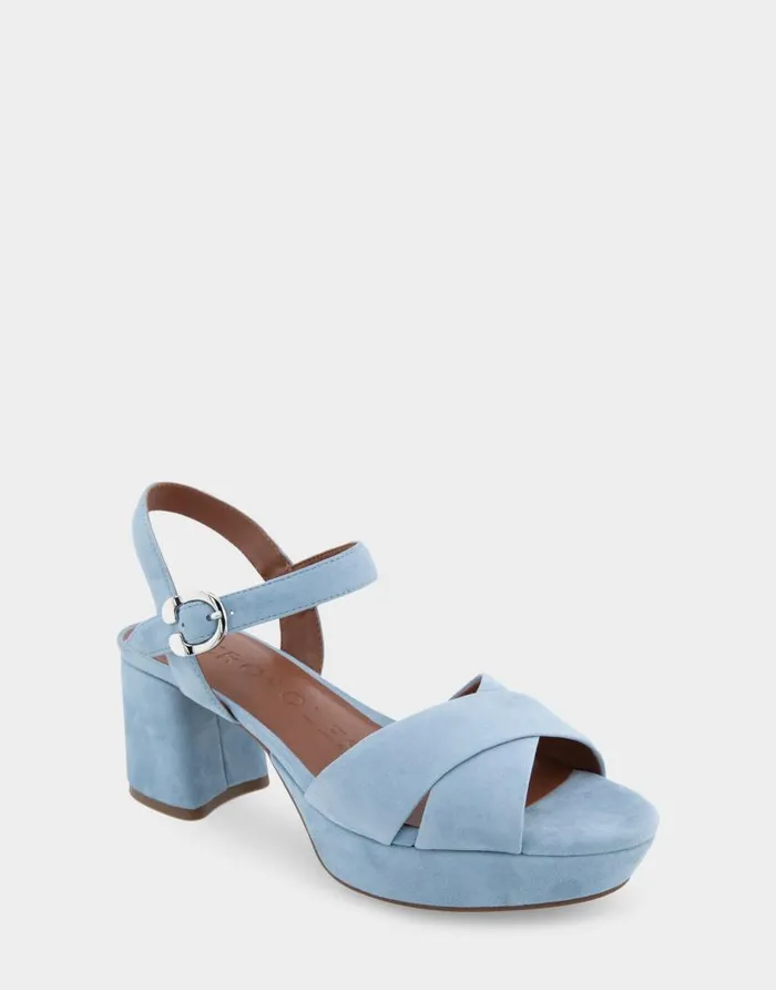 Aerosoles Comfortable Women039s Crisscross Platform Sandal In Dusty Blue Suede Dusty Blue Suede Women Platforms