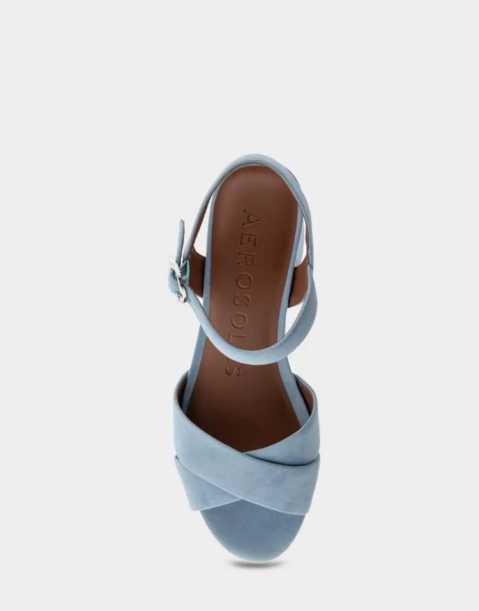 Aerosoles Comfortable Women039s Crisscross Platform Sandal In Dusty Blue Suede Dusty Blue Suede Women Platforms