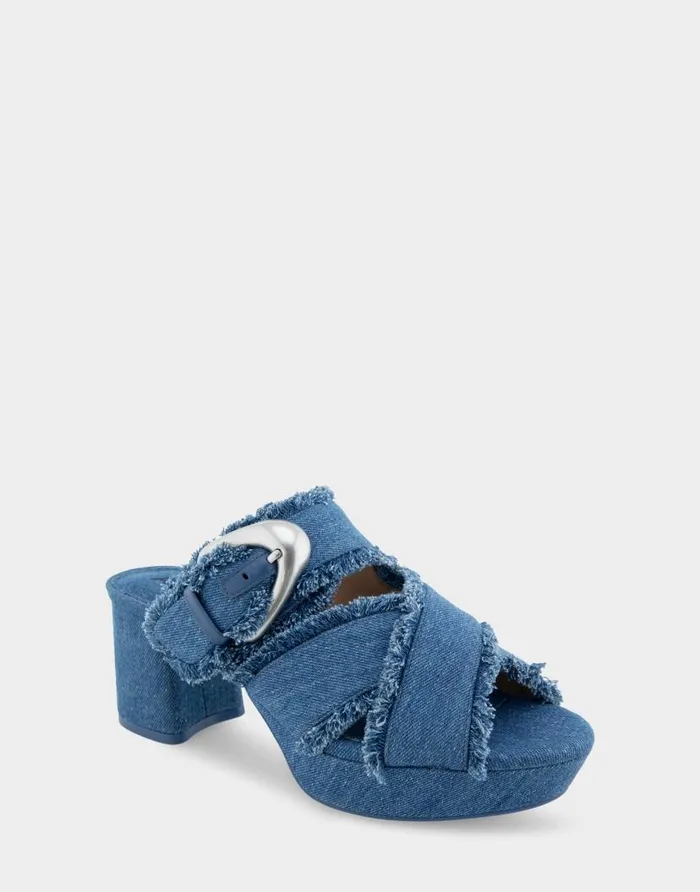 Aerosoles Comfortable Women039s Crisscross Platform Slide Sandal In Denim Fabric Denim Fabric Denim Fabric Women Platforms