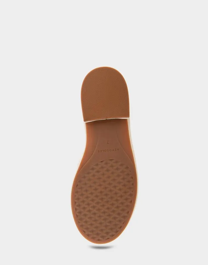 Aerosoles Comfortable Women039s Debossed Chain Link Slide Sandal In Eggnog Leather Eggnog Leather Women Flats
