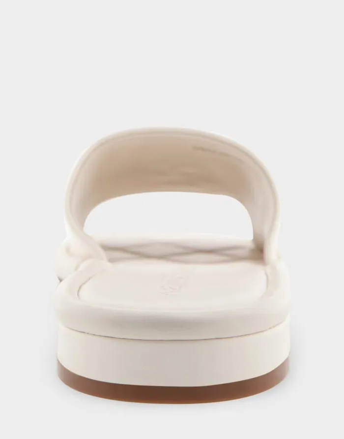 Aerosoles Comfortable Women039s Debossed Chain Link Slide Sandal In Eggnog Leather Eggnog Leather Women Flats