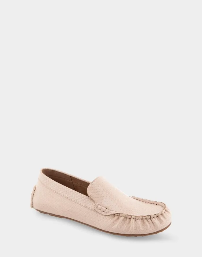Aerosoles Comfortable Women039s Driver In Cipria Snake Faux Leather Cipria Snake Faux Leather Women Wide Width Flats