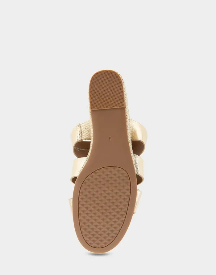 Aerosoles Comfortable Women039s Fisherman Mid Wedge Slide In Soft Gold Faux Leather Soft Gold Faux Leather Women Wedges