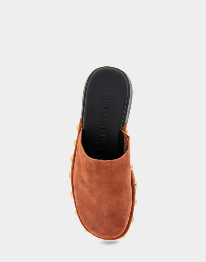 Aerosoles Comfortable Women039s Grommet Detail Clog In Gingerbread Suede Gingerbread Suede Women Clogs and Mules