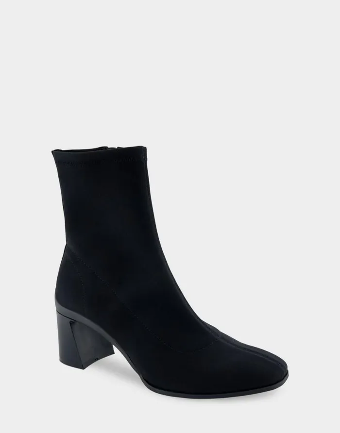 Aerosoles Comfortable Women039s Heeled Ankle Boot In Black Stretch Gabardine Fabric Black Stretch Gabardine Fabric Women Heeled Boots
