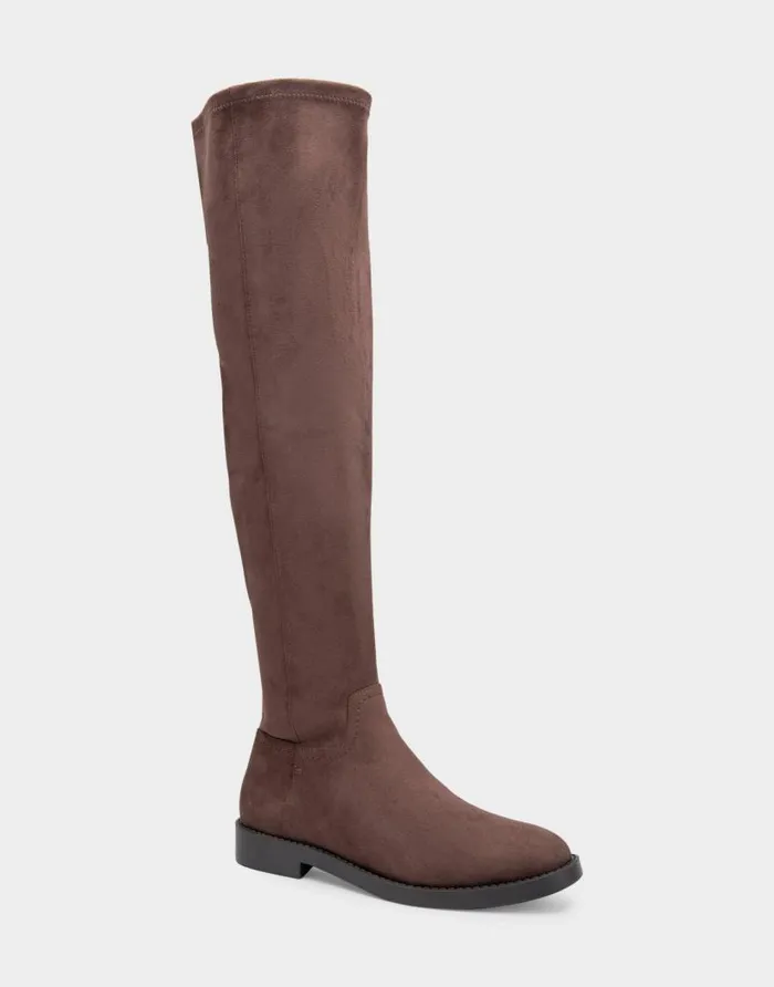 Aerosoles Comfortable Women039s Heeled Over The Knee Boot In Brown Faux Suede Java Faux Suede Women Over The Knee Boots