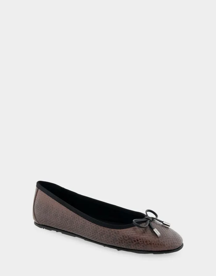 Aerosoles Comfortable Women039s Hidden Wedge Ballet Flat In Snake Print Genuine Leather Mocha Printed Snake Genuine Leather Women Ballet