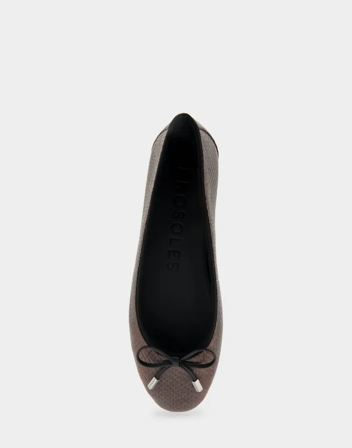 Aerosoles Comfortable Women039s Hidden Wedge Ballet Flat In Snake Print Genuine Leather Mocha Printed Snake Genuine Leather Women Ballet