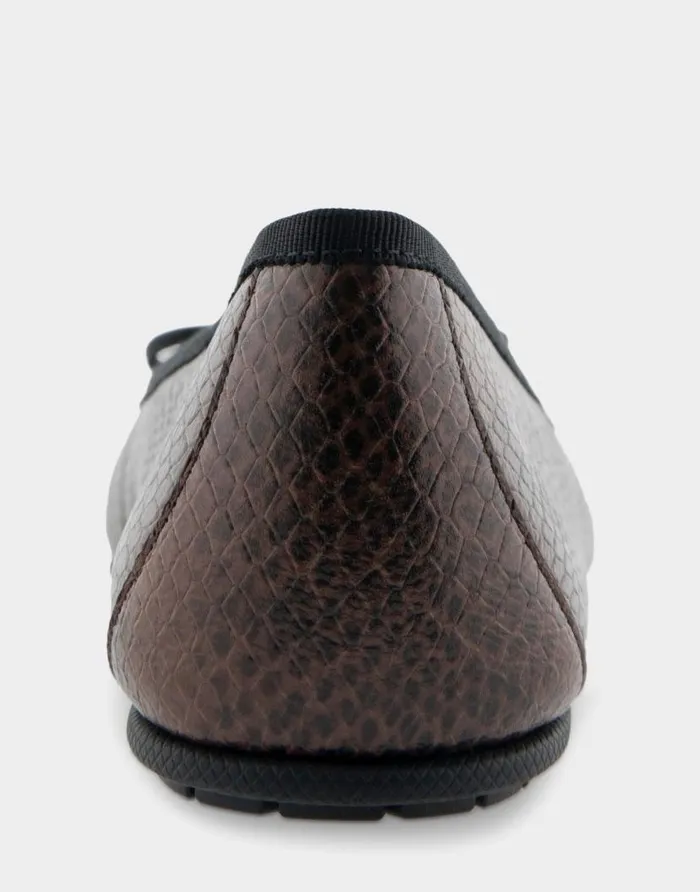 Aerosoles Comfortable Women039s Hidden Wedge Ballet Flat In Snake Print Genuine Leather Mocha Printed Snake Genuine Leather Women Ballet