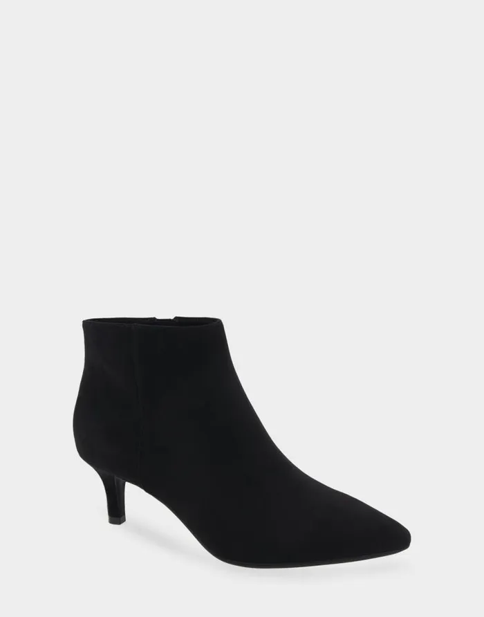 Aerosoles Comfortable Women039s Kitten Heel Ankle Boot In Black Faux Suede Black Faux Suede Women Ankle Boots