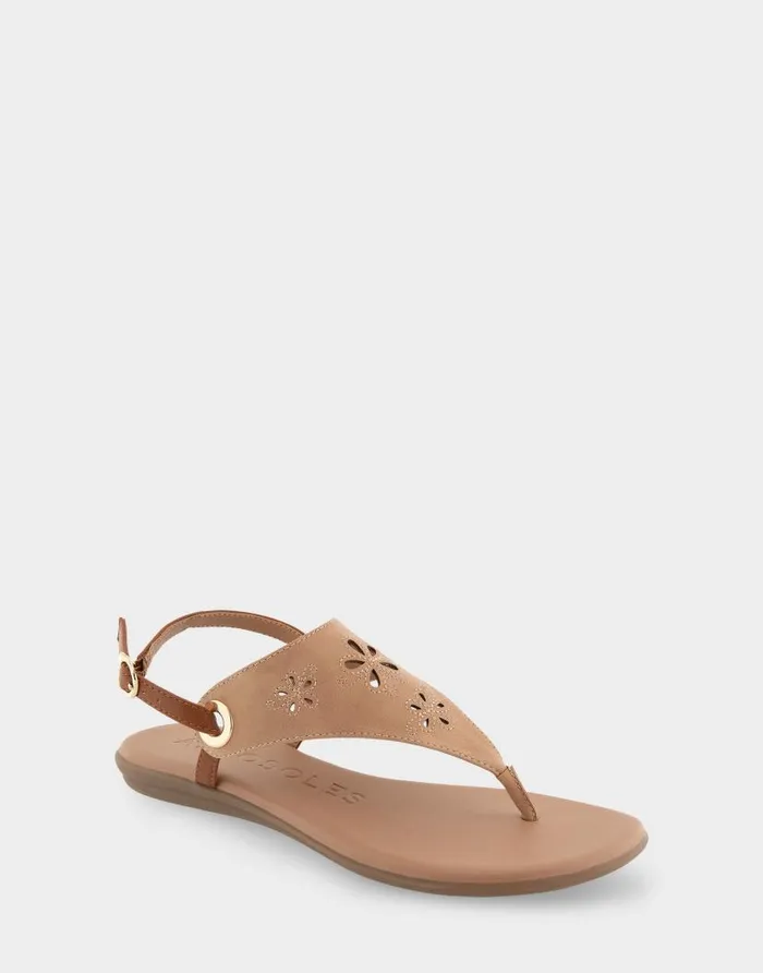 Aerosoles Comfortable Women039s Laser Cut Slingback Thong Sandal In Doe Faux Leather Faux Suede Doe Faux Leather Women Clogs and Mules