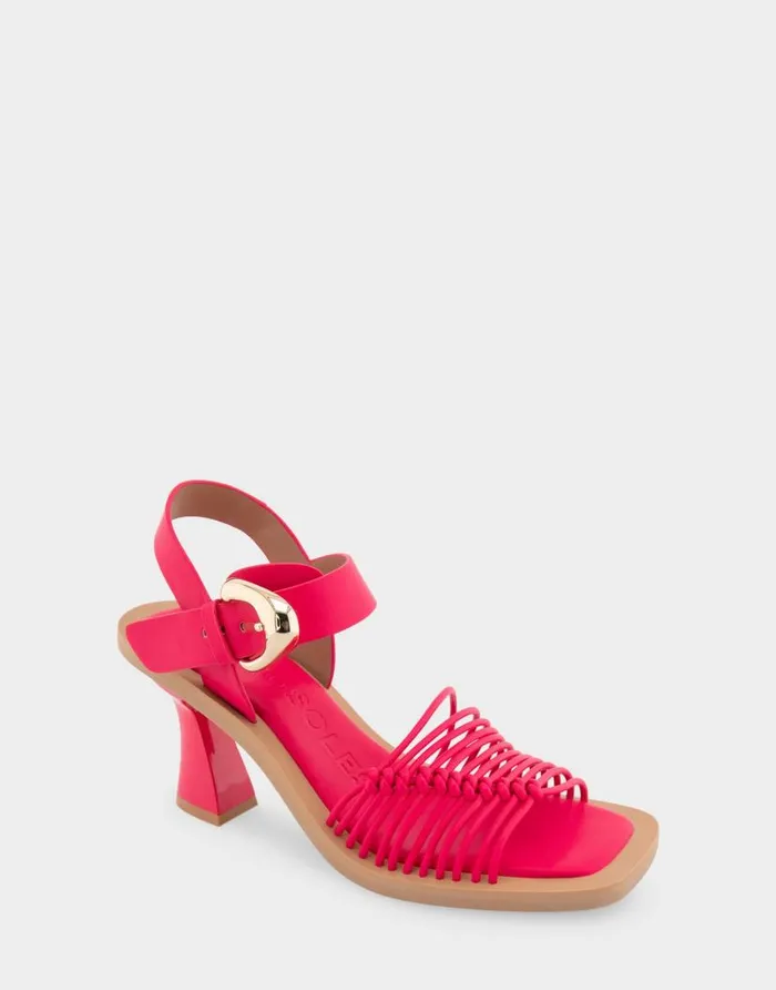 Aerosoles Comfortable Women039s Macrame Sculpted Heel Sandal In Virtual Pink Faux Leather Virtual Pink Faux Leather Women Clogs and Mules