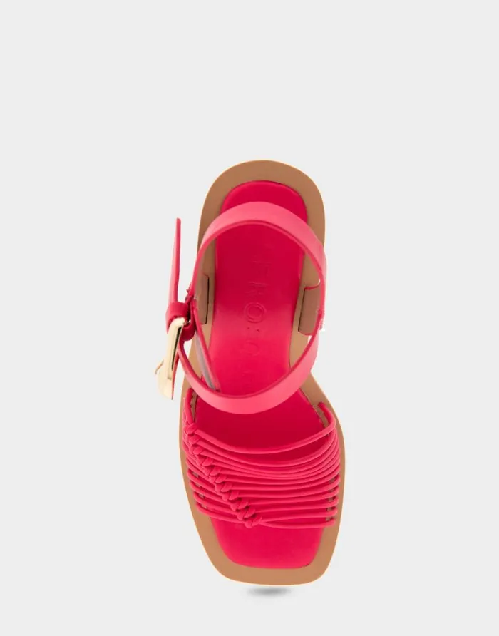 Aerosoles Comfortable Women039s Macrame Sculpted Heel Sandal In Virtual Pink Faux Leather Virtual Pink Faux Leather Women Clogs and Mules