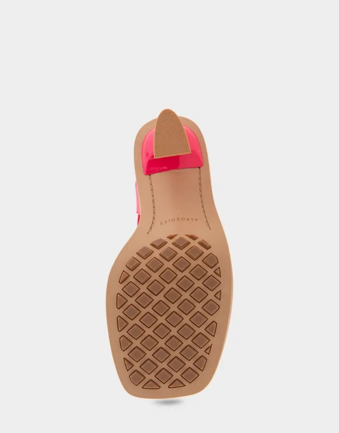Aerosoles Comfortable Women039s Macrame Sculpted Heel Sandal In Virtual Pink Faux Leather Virtual Pink Faux Leather Women Clogs and Mules