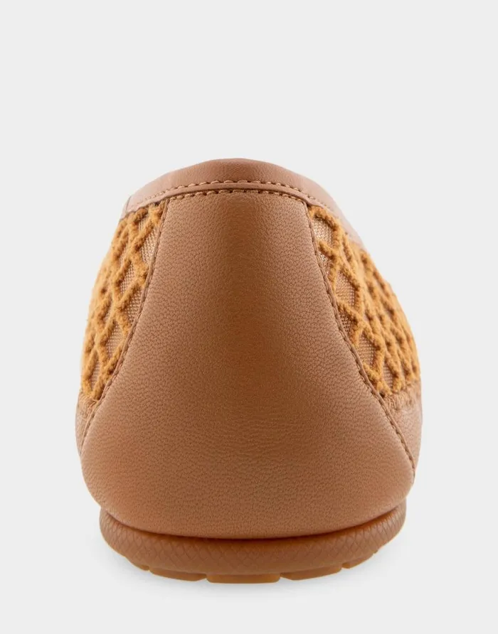 Aerosoles Comfortable Women039s Mesh Knit Ballet Flat In Tan Mesh Combo Mesh Fabric Tan Mesh Combo Women Ballet