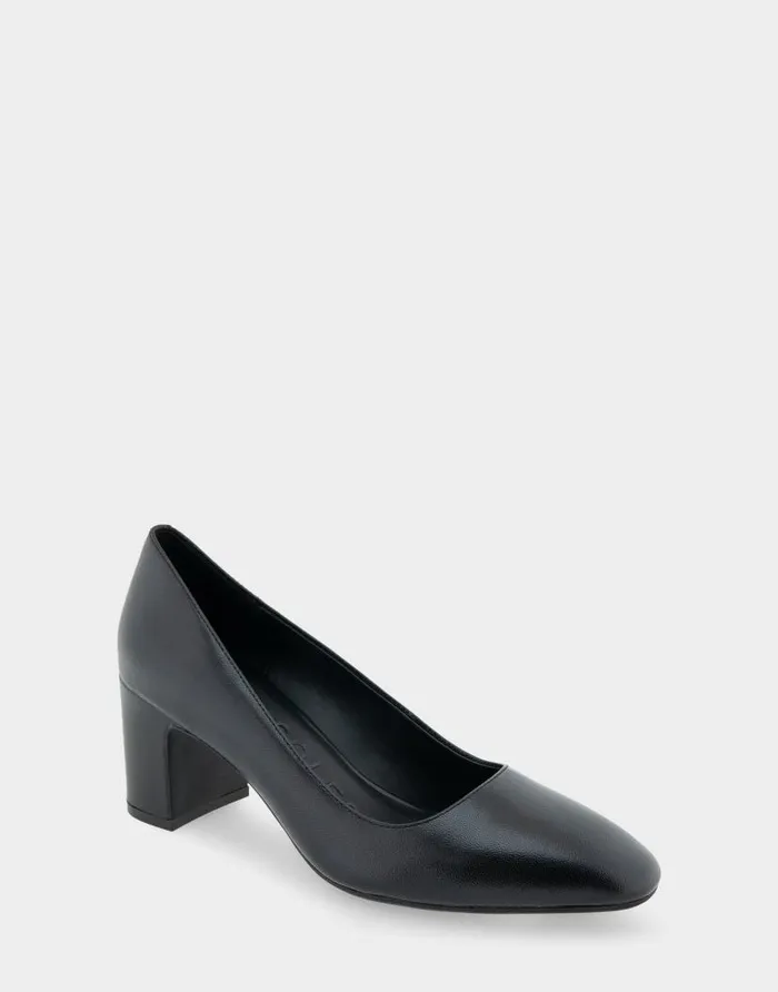 Aerosoles Comfortable Women039s Midheel Pump In Black Leather Black Leather Women Pumps