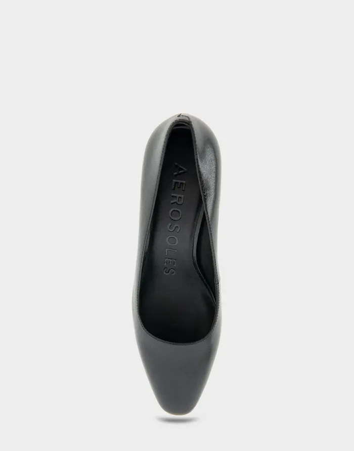 Aerosoles Comfortable Women039s Midheel Pump In Black Leather Black Leather Women Pumps