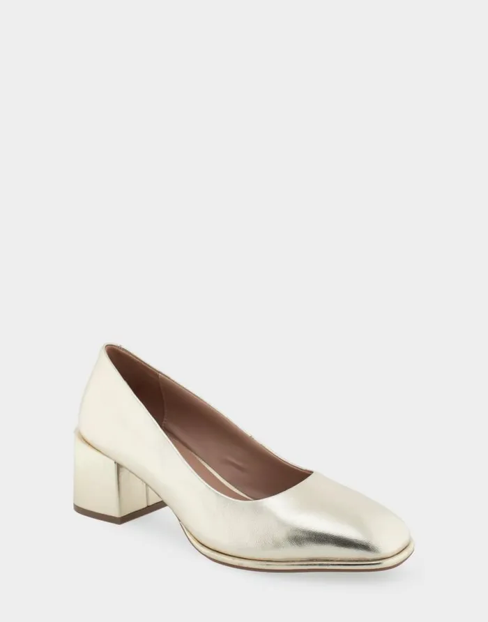 Aerosoles Comfortable Women039s Mid Heel Pump In Gold Genuine Leather Soft Gold Genuine Leather Women Pumps