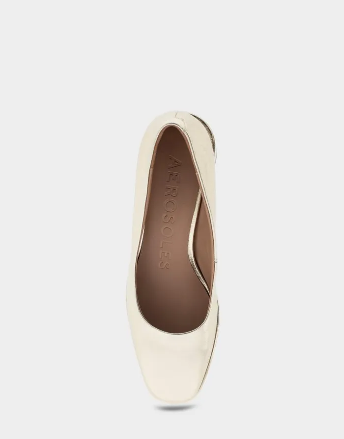 Aerosoles Comfortable Women039s Mid Heel Pump In Gold Genuine Leather Soft Gold Genuine Leather Women Pumps