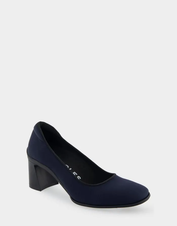 Aerosoles Comfortable Women039s Mid Heel Pump In Navy Stretch Gabardine Fabric Navy Stretch Gabardine Fabric Women Pumps