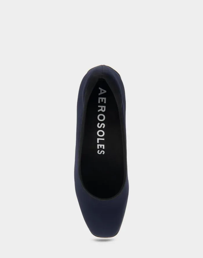Aerosoles Comfortable Women039s Mid Heel Pump In Navy Stretch Gabardine Fabric Navy Stretch Gabardine Fabric Women Pumps