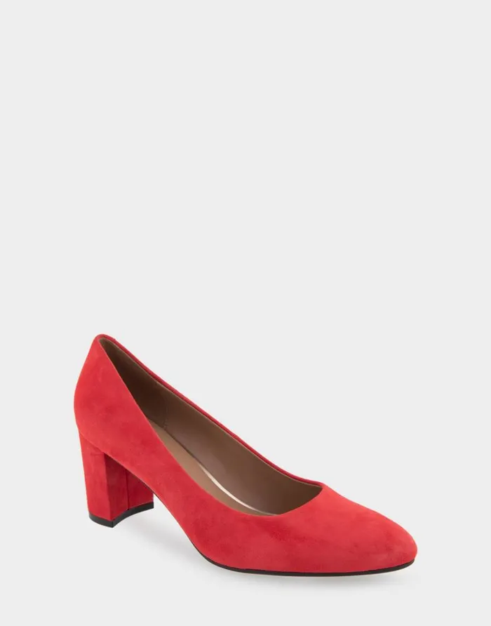 Aerosoles Comfortable Women039s Mid Heel Pump In Red Genuine Suede Red Genuine Suede Women Pumps