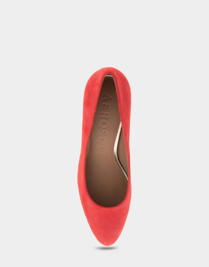 Aerosoles Comfortable Women039s Mid Heel Pump In Red Genuine Suede Red Genuine Suede Women Pumps