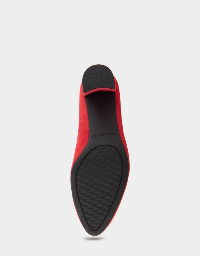 Aerosoles Comfortable Women039s Mid Heel Pump In Red Genuine Suede Red Genuine Suede Women Pumps