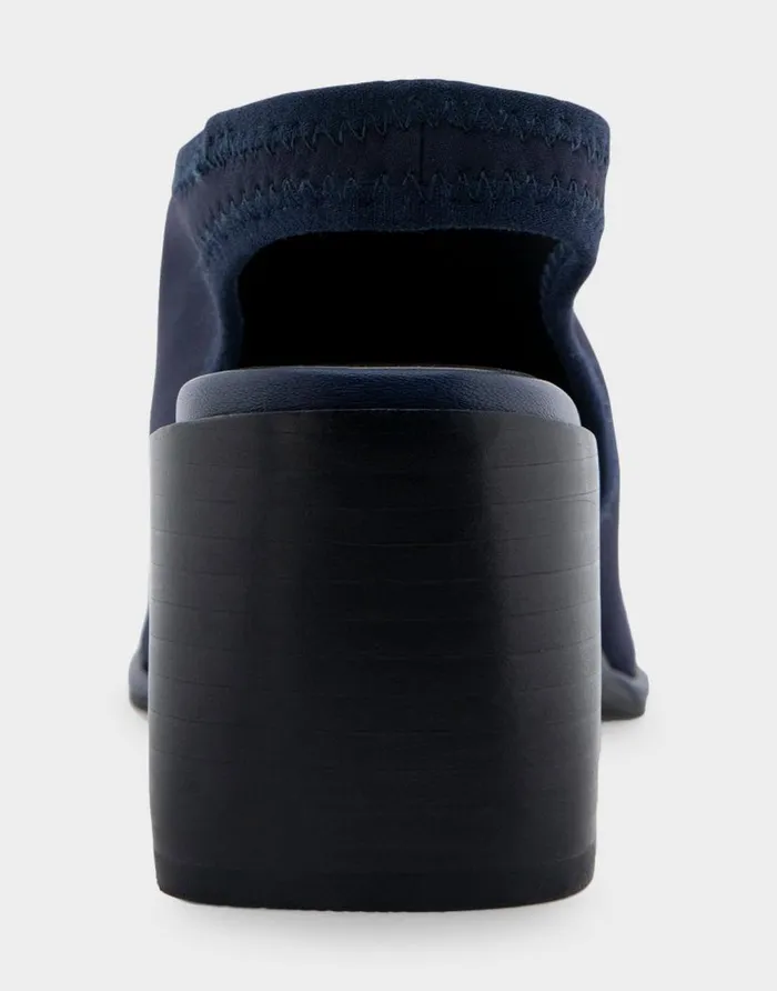 Aerosoles Comfortable Women039s Open Toe Stretch Wedge Shootie In Navy Stretch Gabardine Fabric Navy Stretch Gabardine Fabric Women Dress