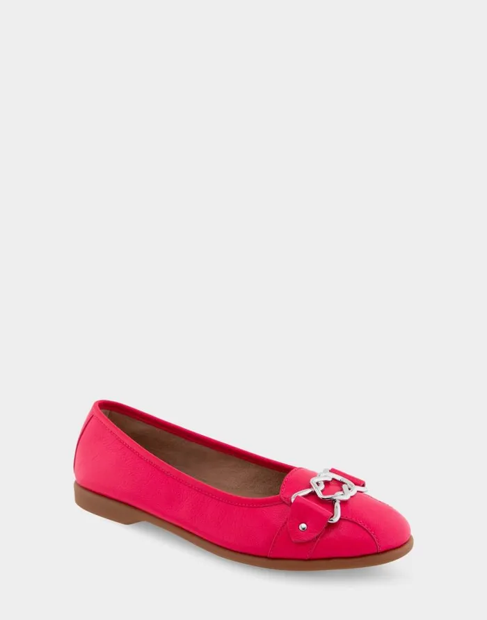 Aerosoles Comfortable Women039s Ornamented Flat In Virtual Pink Leather Virtual Pink Leather Women Wide Width Flats