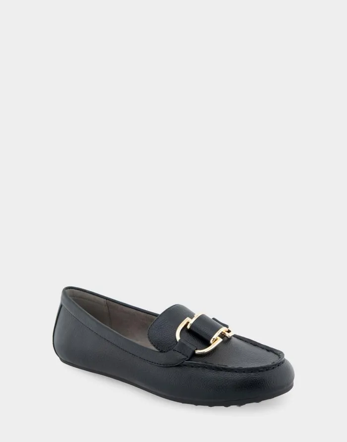 Aerosoles Comfortable Women039s Ornamented Loafer In Black Faux Leather Black Faux Leather Women Clogs and Mules