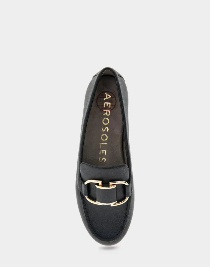 Aerosoles Comfortable Women039s Ornamented Loafer In Black Faux Leather Black Faux Leather Women Clogs and Mules