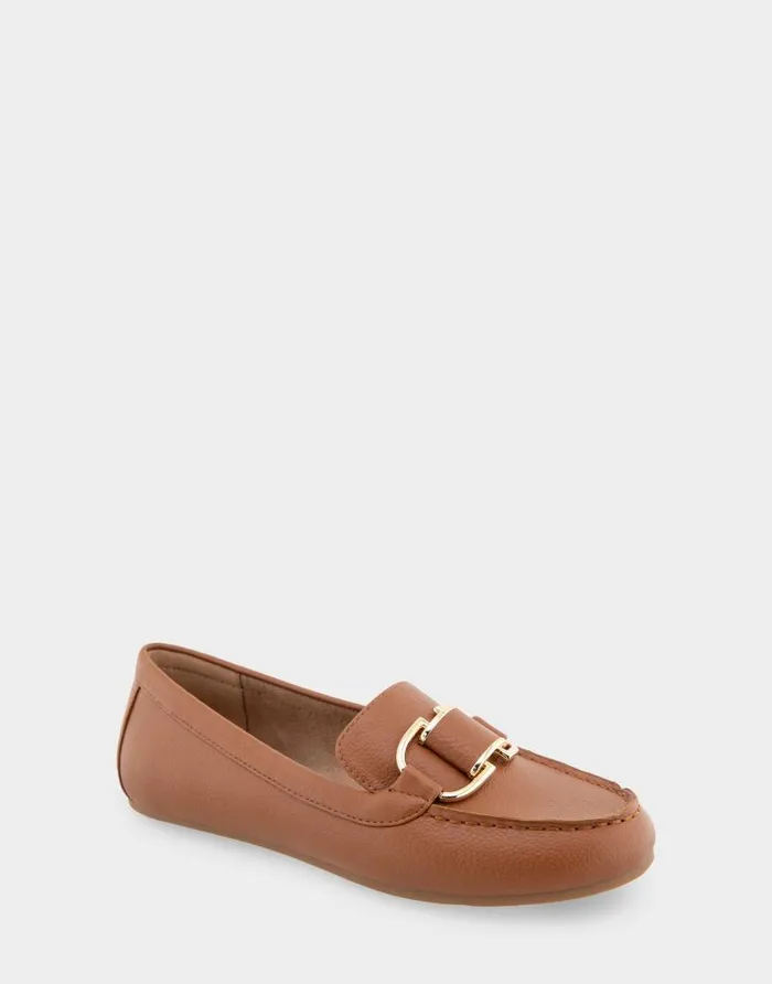 Aerosoles Comfortable Women039s Ornamented Loafer In Tan Faux Leather Tan Faux Leather Women Loafers