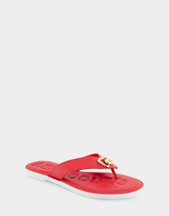 Aerosoles Comfortable Women039s Ornamented Thong Sandal In Racing Red Faux Leather Racing Red Faux Leather Women Clogs and Mules