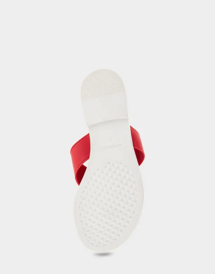 Aerosoles Comfortable Women039s Ornamented Thong Sandal In Racing Red Faux Leather Racing Red Faux Leather Women Clogs and Mules