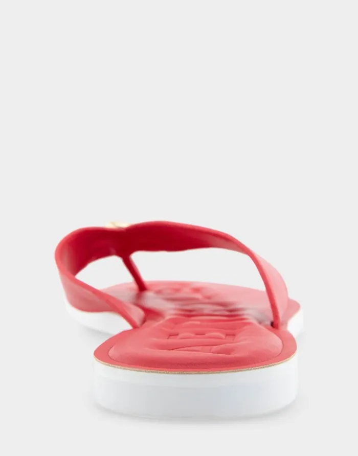 Aerosoles Comfortable Women039s Ornamented Thong Sandal In Racing Red Faux Leather Racing Red Faux Leather Women Clogs and Mules