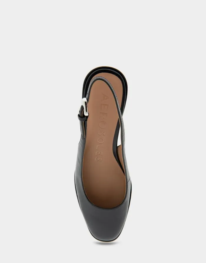 Aerosoles Comfortable Women039s Sculpted Wedge Slingback In Black Leather Black Leather Women Wedges